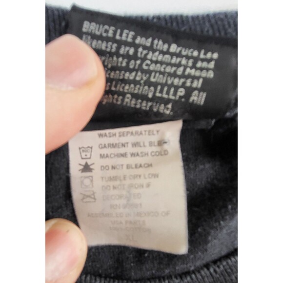 Vintage BRUCE LEE DJ Graphic T-Shirt Black Mens XL - Picture 4 of 7